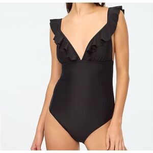 $98 J crew Ruffle-shoulder V-neck one-piece swimsuit size XL m3